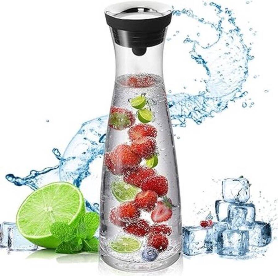 Glazen karaf Waterkaraf 1200 liter glazen waterkan borosilicaatkaraf met roestvrijstalen deksel Werper voor zelfgemaakte drank