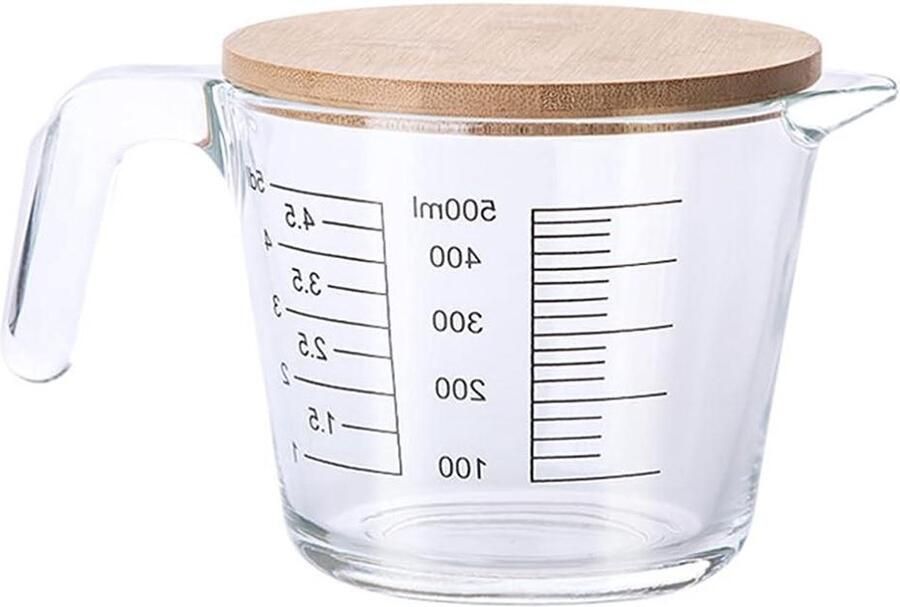 Glazen maatbeker met deksel keuken koffie melk creamer 500 ml Measuring cup