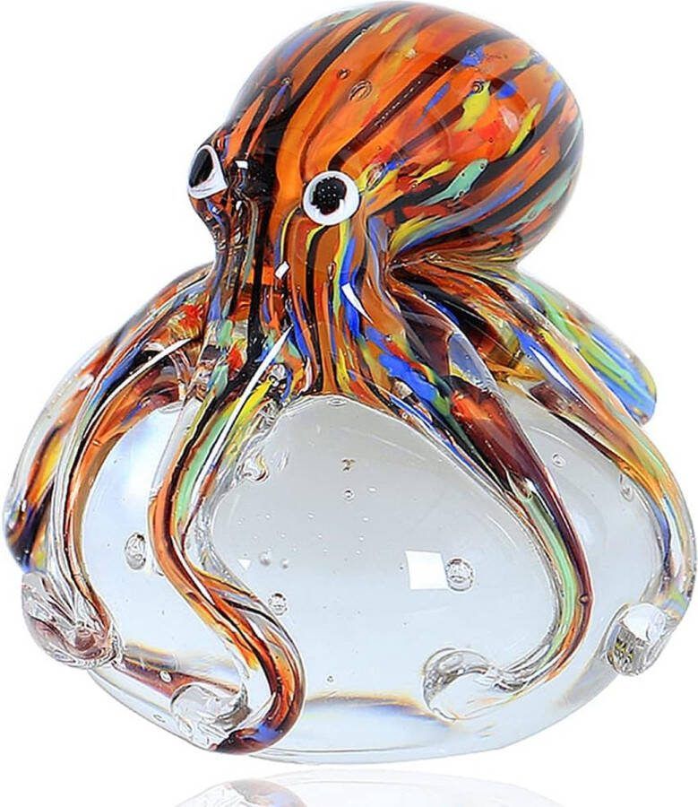 Glazen Octopus Beeldje Ornament Zeedieren Collectie voor Verjaardagscadeau Glazen Kantoor Presse-papier voor Bureau