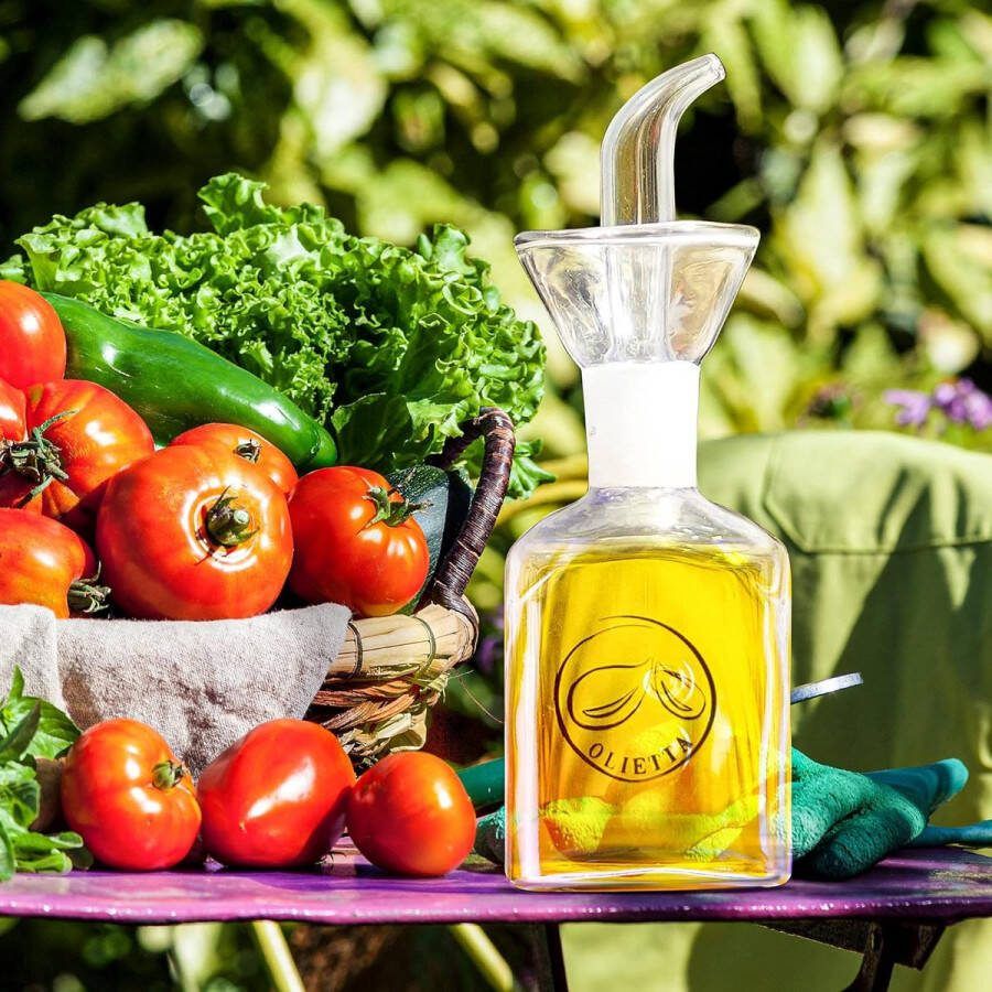 Glazen Oliefles Olie- en Azijnset en Drizzler Druppel- Lek- en Knoeivrij – 125 ML 0 125 Liter – Geweldige Olijfolie fles voor het Gieten en Druppelen van Olie en Azijn en Andere Vloeistoffen Eenvoudig schoon te maken Lekvrij en zonder Knoeien