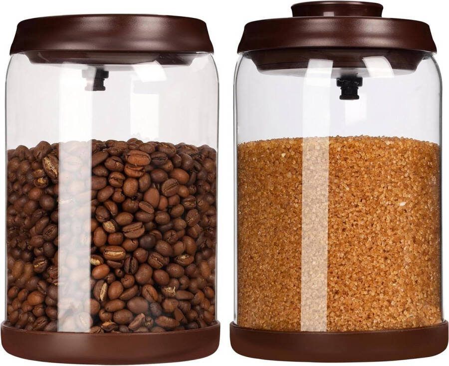 Glazen Opslag Potten met Luchtdichte Pop-up Deksels 900 ml Voedsel Containers Borosilicaat Glazen Keuken Kelder Opslag Sla Koffie Bonen Thee Suiker Snoep & Rijst Set van 2