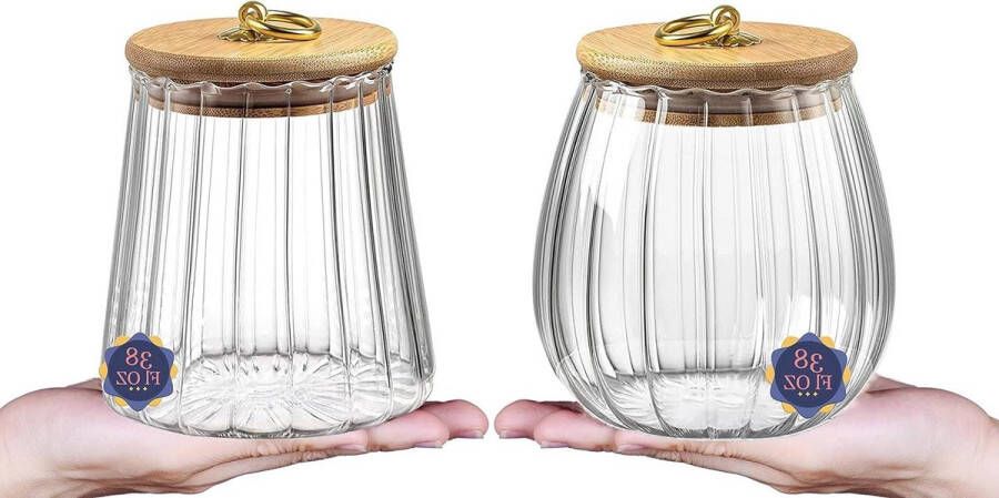 GLAZEN POT bamboe deksel luchtdichte deksel opslagkoekjes koffienoten 38 FL OZ grote snoeppot decoratieve glazen bus