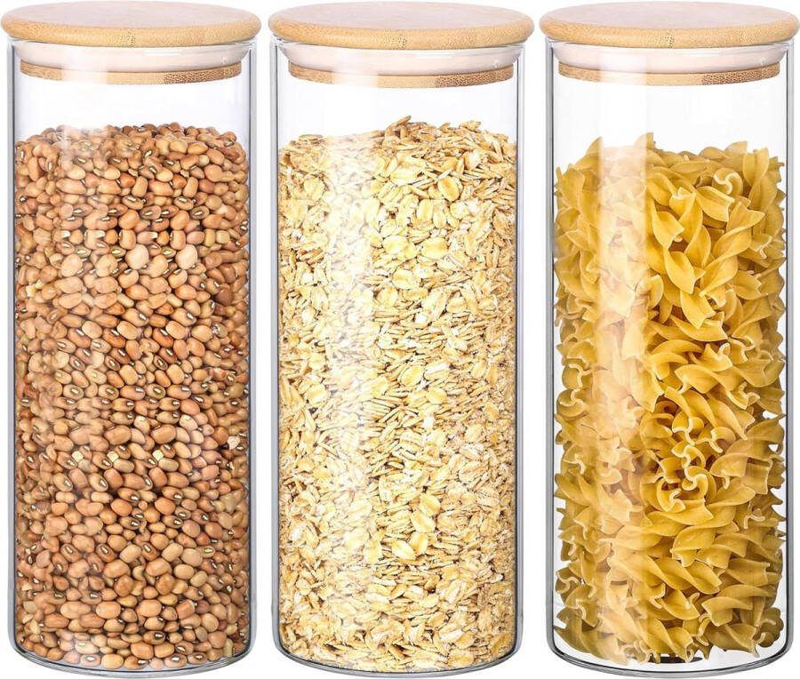 Glazen Potten met Bamboe Deksels 950 ml Luchtdichte Voedsel Opslag Containers Pasta Bloem Organisatie Voor Keuken en Kelder
