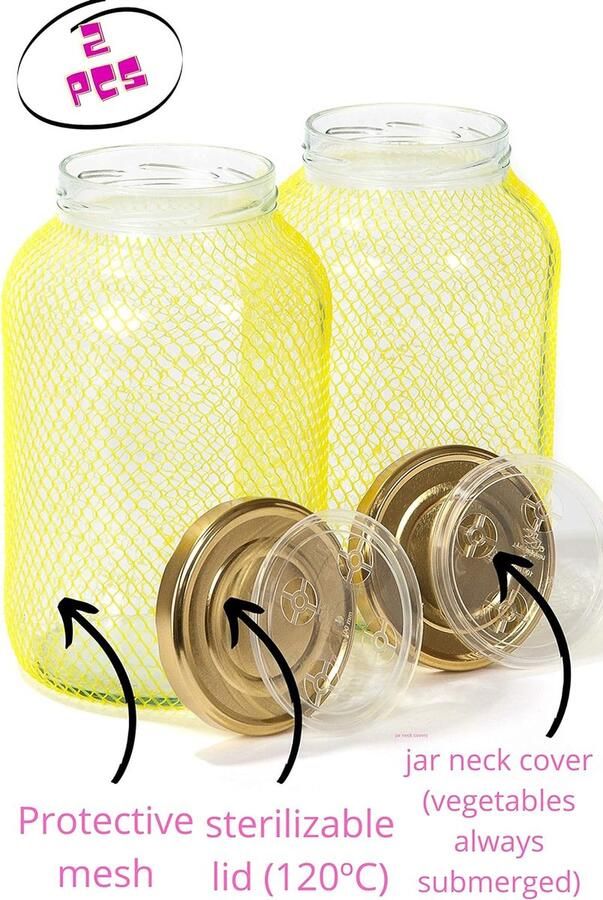 Glazen Potten met Deksels 4.25L Weckpot voor Komboecha Kimchi Kefir Fles met Brede Opening voor het Pekelen in bulk Fermentatie Luchtdichte Geurloze Opslag voor Voedsel Set van 2