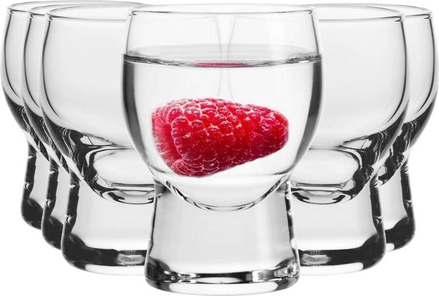 Glazen Set Zware Voet Kleine Borrelglaasjes 35ml Vaatwasmachinebestendig Set van 6 Wodka Borrelglaasjes Feestelijke Shotglazen