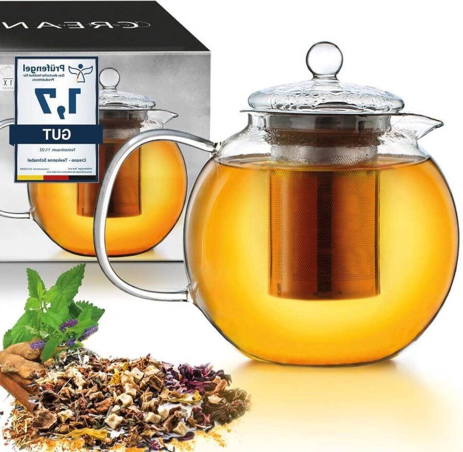 Glazen theepot 0.85l Theepot met geïntegreerde roestvrijstalen zeef Bereiden van losse thee Druppelvrij Alles-in-één