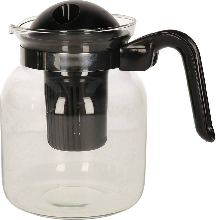 Merkloos Sans marque Glazen transparante theepot 1.5 L met zwart filter Thee drinken Thee serveren Theepotten met filters