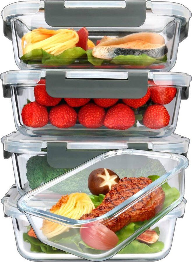 Glazen voedselcontainers Set van 5