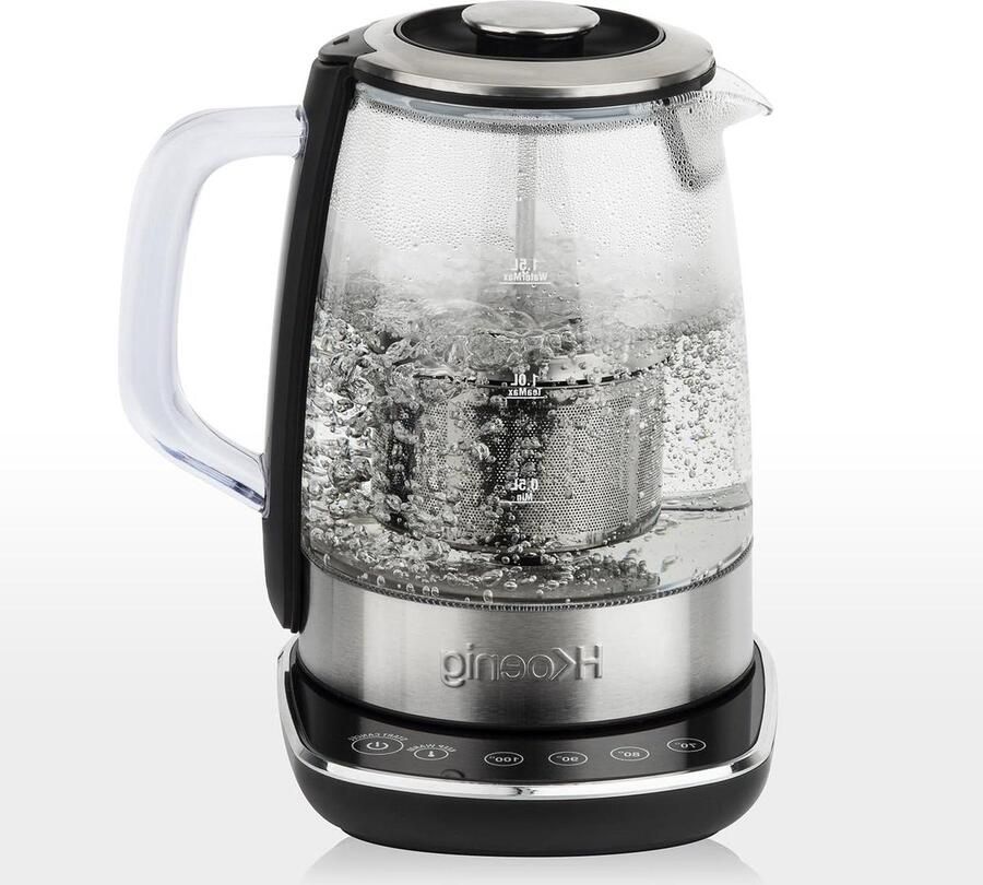 Glazen Waterkoker 1.5L met Thee Filter Infuser Snelkokend en Instelbare Thermostaat
