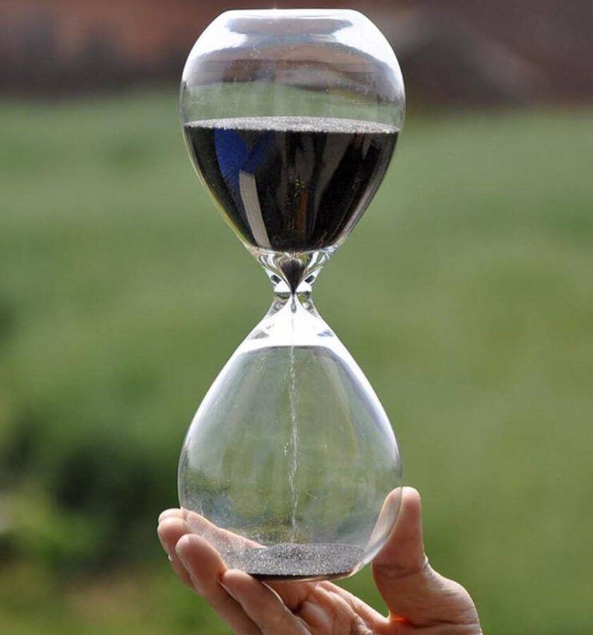 Glazen zandklok groot formaat transparant glad glas huisdecoratie bureau decoratie Kerstcadeau verjaardagscadeau 60 minuten zwart zand