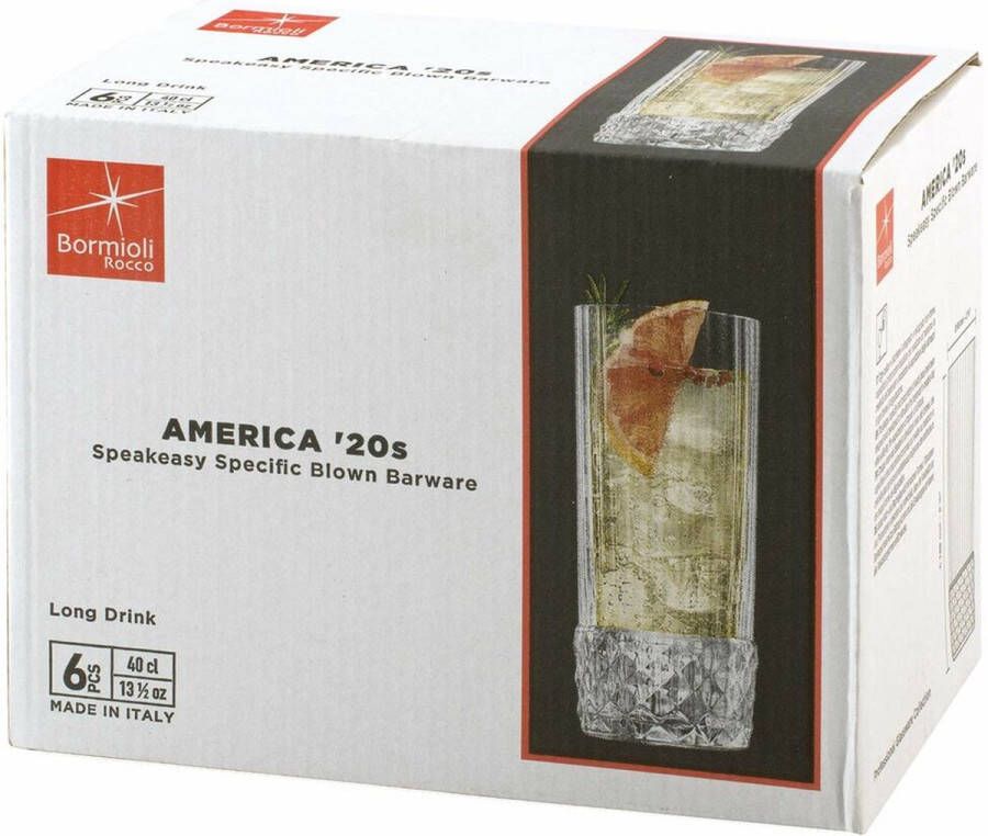 Bormioli Rocco Glazenset America&apos;20s 6 Stuks Glas (400 ml)