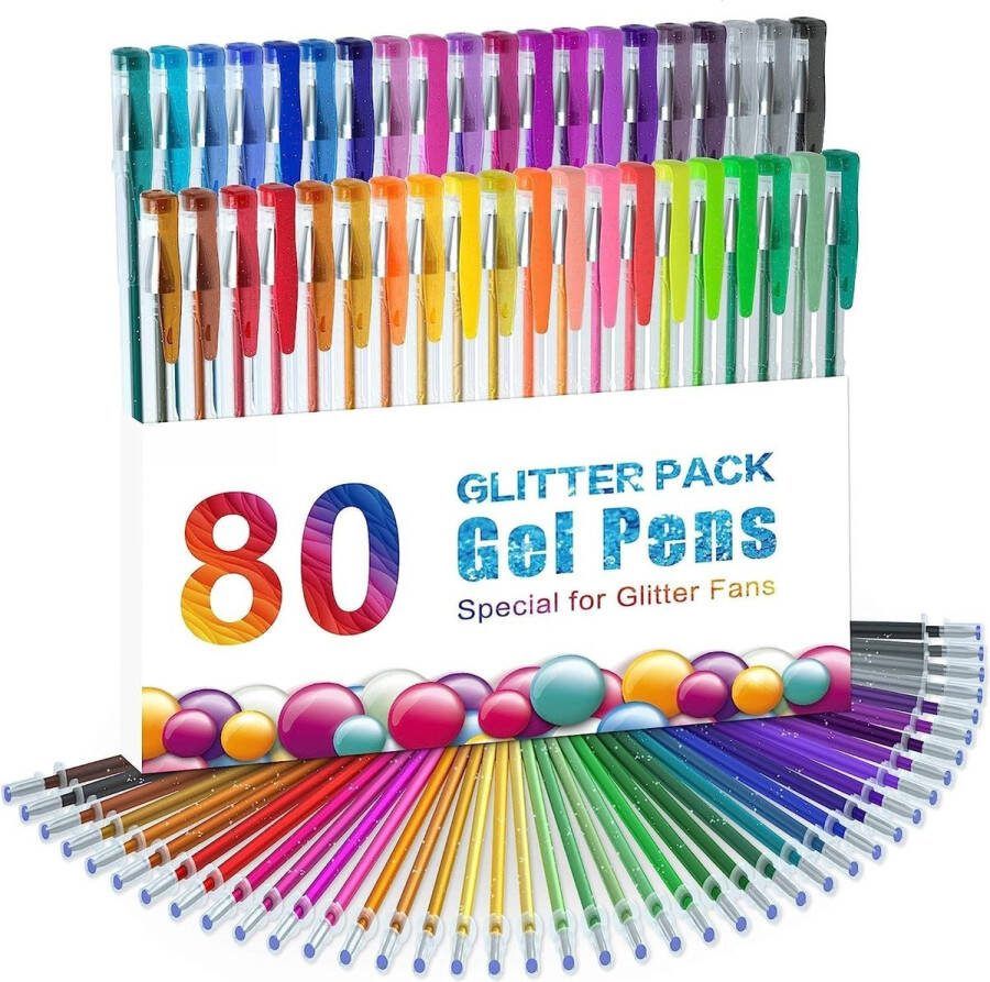 Glitter Gel Pennen Art 80 kleuren gelpennen 40 kleuren glitter gelpennenset met 40 vullingen voor volwassen kleurboeken doodling tekenen schrijven