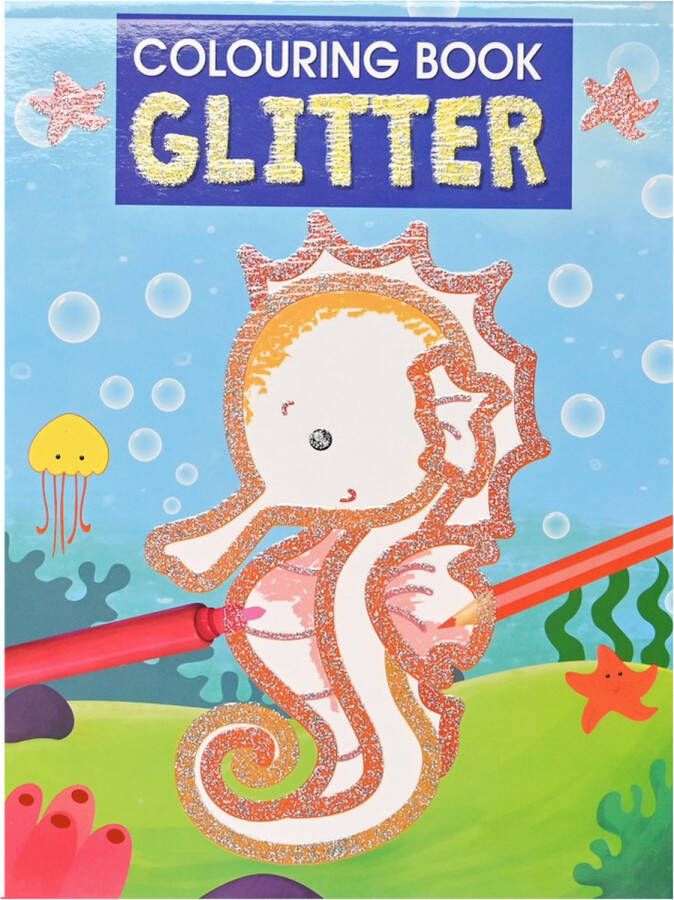 Glitterkleurboek Oceaan Tekenblok Kleurboeken voor Kinderen Tekenboek voor Kinderen Tekenen Kinderen Kleurplaten 24 Tekenpagina's 24 x 18 cm Vanaf 3 jaar Multi Kleuren