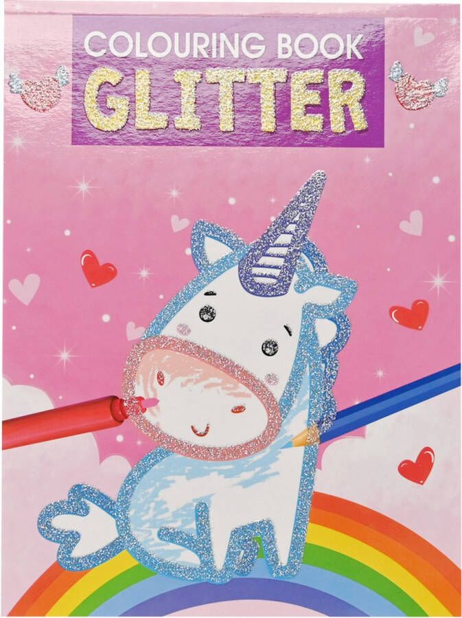 Glitterkleurboek Unicorn Tekenblok Kleurboeken voor Kinderen Tekenboek voor Kinderen Tekenen Kinderen Kleurplaten 24 Tekenpagina's 24 x 18 cm Vanaf 3 jaar Multi Kleuren