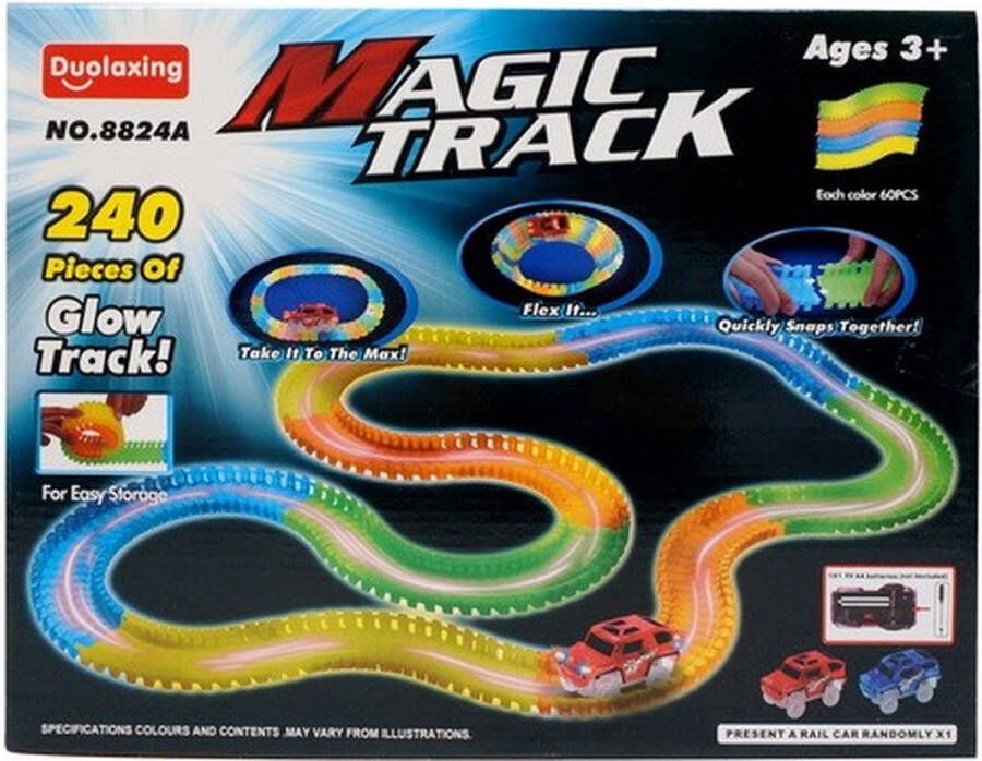 Glow in the dark magische racebaan 240dlg uitbreidbaar & flexibel Magic Track