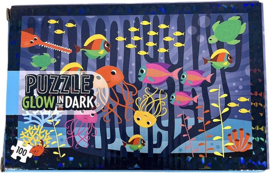 WIns-Holland B.V. Glow In The Dark Puzzel Oceaan 1 Puzzel van 100 Puzzelstukjes Kinderpuzzel Legpuzzels 45 x 30 cm Vanaf 3 Jaar Multi Kleuren