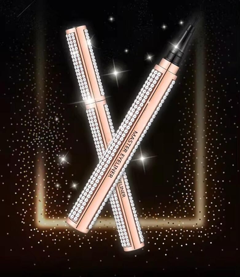 Gold Diamond Star Eyeliner Zwart- Waterproof -Lage MOQ Diamant Eyeliner Charme Anti-Duizeligheid Eyeliner Pen Anti-Zweet Gladde Natuurlijke Make-up met Beginner Eyeliner Vloeibare Pen