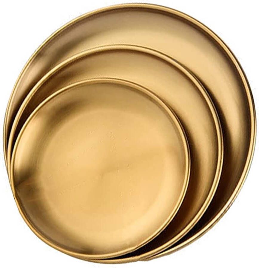 Gouden ronde lade ronde messing lade gouden opslag decoratieve lade voor thuis keuken servies sieraden make-up toiletartikelen 3PCS