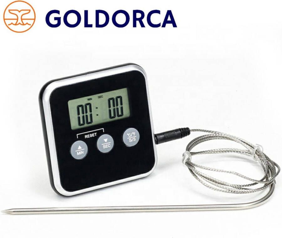 GoldOrca Vleesthermometer BBQ Thermometer Kernthermometer Keukenthermometer 2 in 1 Kookwekker vloeistofthermometer