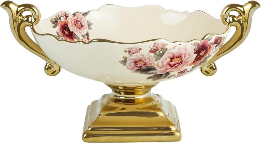 Golvende fruitschaal met gouden houder Bloemenfruitbak voor eettafel Fanquare Kamerinrichting friut basket