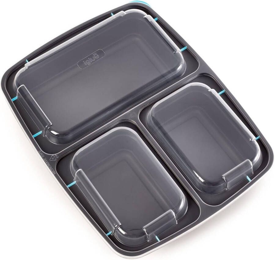 Goods [10 Stuks] 3 bakken BPA Vrij Herbruikbare Meal Prep Containers Plastic Voedsel Bakjes met Luchtdichte Deksels Magnetron Vriezer en Vaatwasserbestendig Stapelbare Box (900 ml)