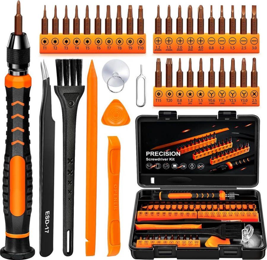 Goods 38-delige precisie-schroevendraaierset gereedschapsset met Torx T1 T2 T3 T4 T5 T6 T7 T8 T9 T10 T15 T20 Star P2 P5 P6 Triwing Y000 etc. Geschikt voor iPhone Switch PS4 Mac laptop bril horloges enz