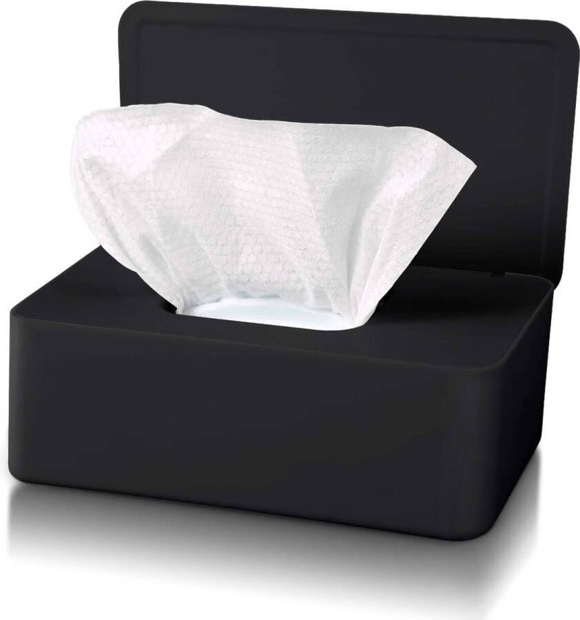 Goods Tissue Box Case met Deksel Natte Doekjes Dispenser Houder voor Stofdichte Servet Opslag in Thuis Kantoor en Auto (Zwart)