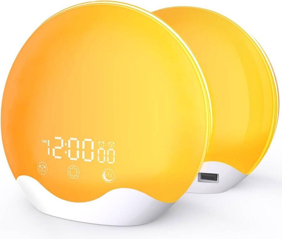 Goods Wake-Up Light Lichtwekker met Zonsopgangsimulatie Aanraakscherm 20 Helderheidsniveaus 12 Kleurmodi 5 Natuurgeluiden FM-radio en LED-bedlampje voor Volwassenen en Kinderen