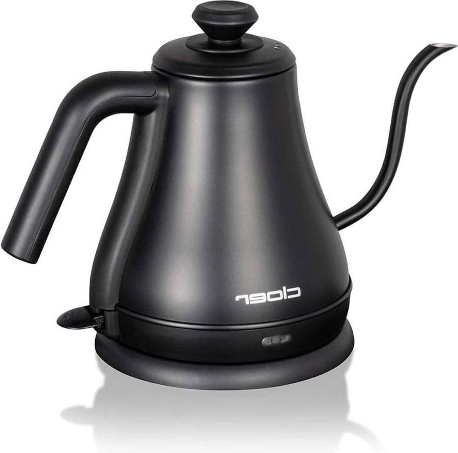 Gooseneck waterkoker afneembaar deksel 1000W 08 liter oververhitting beveiliging zwart roestvrij staal