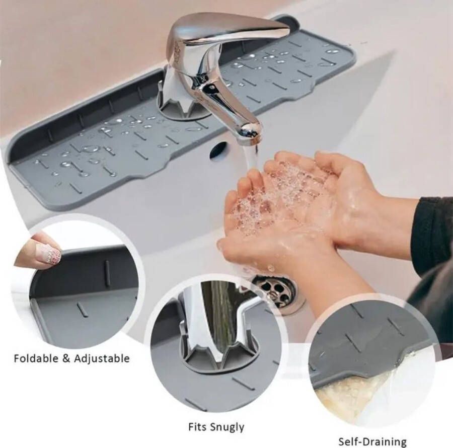 Gootsteen beschermmat Tegen water druppelvanger Grıjs siliconen gootsteenmat voor keuken badkamer druppelbescherming Keukenkraan