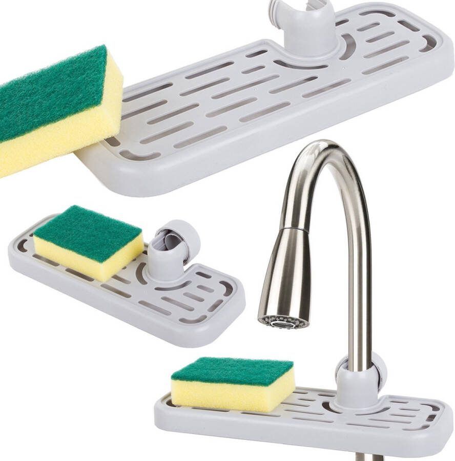 Gootsteen organizer Keuken kraan spons zeep houder Kraanorganizer Grijs