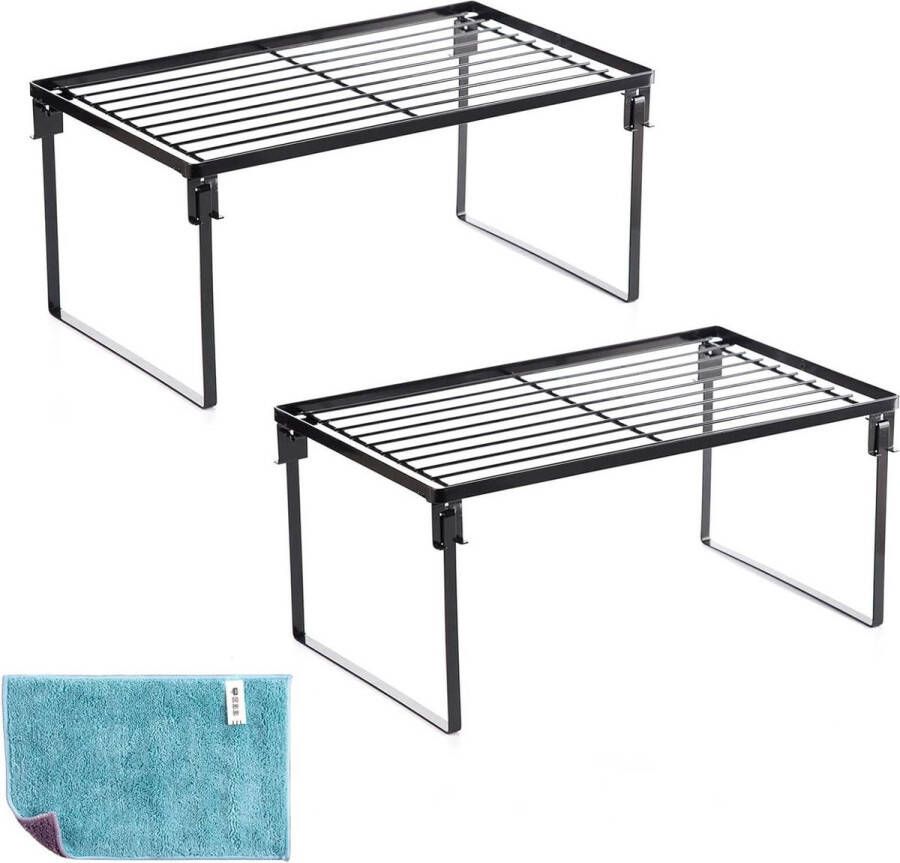 Gootsteenkast Organizer met rits Metalen Afdruiprek voor Servies Opvouwbaar Stapelbaar Zwart Gootsteenkast Organizer