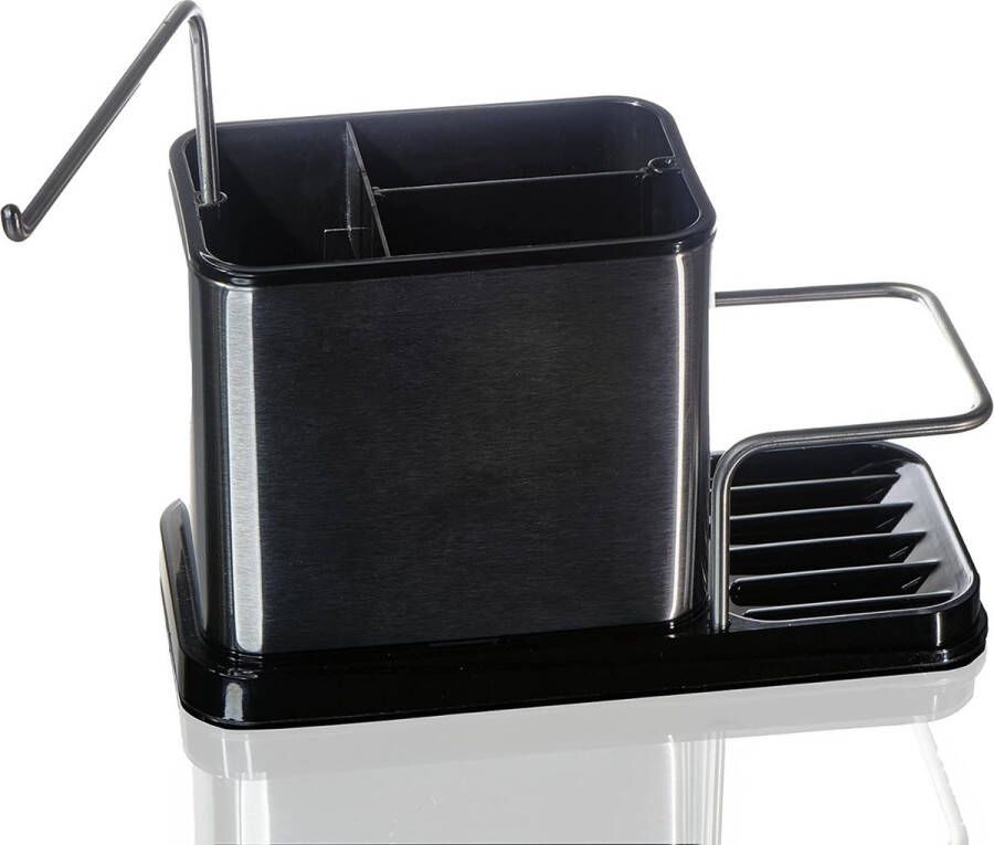 Gootsteenorganizer elegante gootsteenorganizer keukenorganizer voor afwasborstel doeken sponzen zeep gootsteenorganizer met vaatdoekhouder roestvrij staal