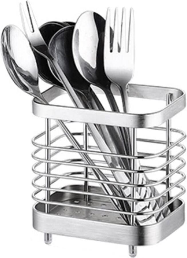 Gootsteenorganizer keukenorganizeropslag keukengereihouder Keuken roestvrijstalen sponshouder keukenaccessoires voor spons afwasmiddel afwasborstel (zilver)