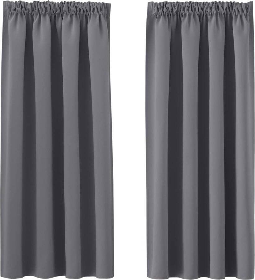 Gordijn kort ondoorzichtig slaapkamer gordijnen en gordijnen met plooiband set van 2 H 160 x B 140 cm gordijn grijs ondoorzichtig thermogordijn hittebescherming plooiband