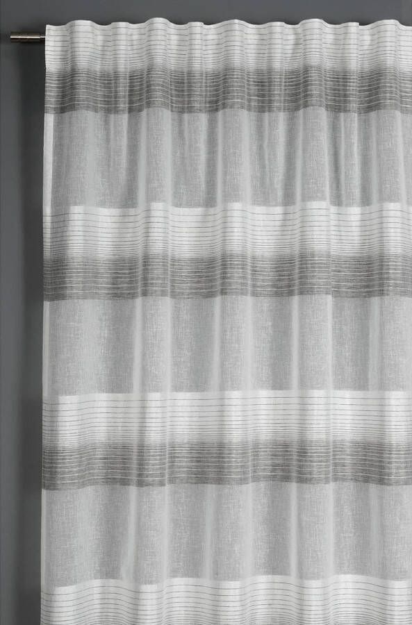 Gordijn met verborgen tabs en gordijnband Ondoorzichtig doorschijnend gordijn grijs 140 x 175 cm