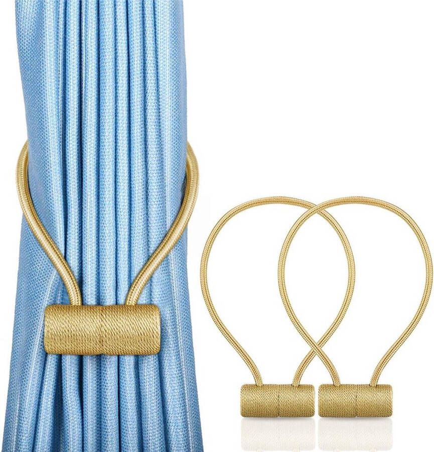Gordijn Tiebacks 2 Pack Sterke Magnetische Gordijn Holdbacks Handig 16 inch Decoratieve Gordijn Drape Tie Ruggen (Goud)
