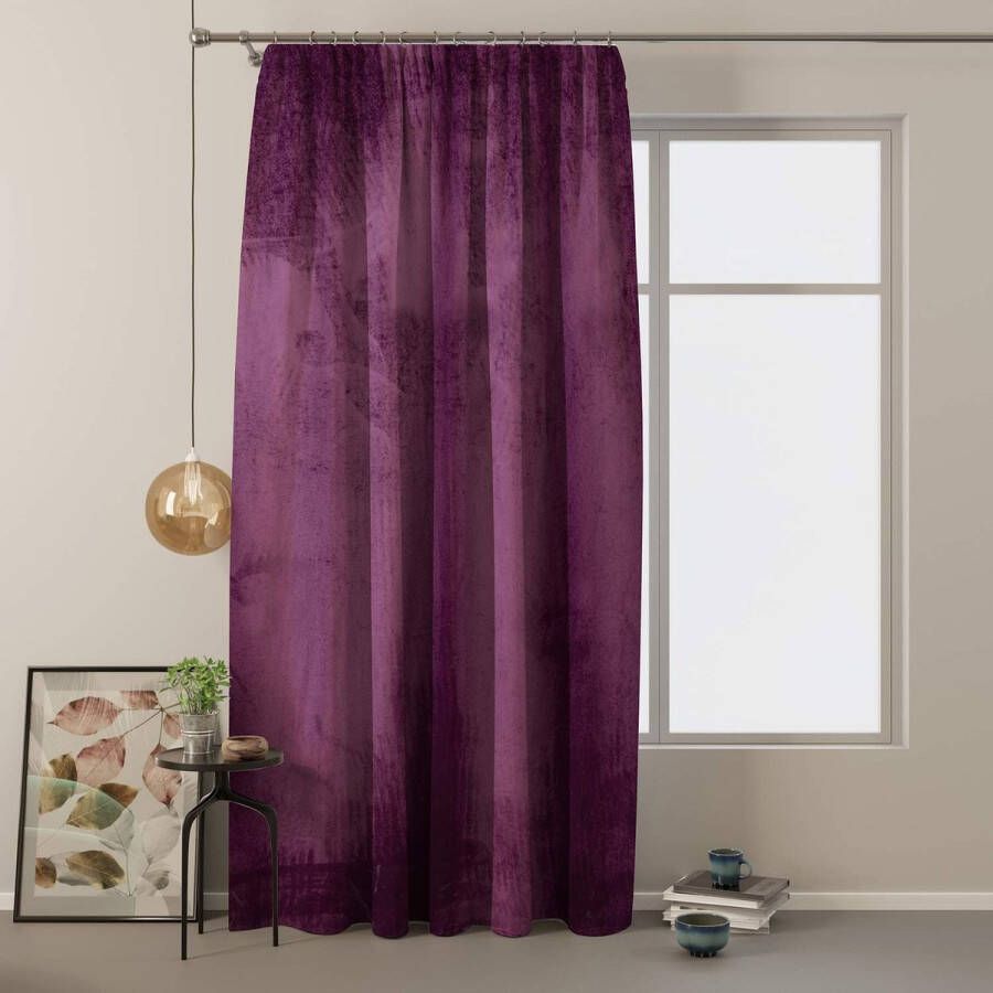 Gordijn Velvet look 140x245 cm violet 1 st. Geplooid lint fluweel verduisteringsgordijn raamdecoratie licht glinsterend decoratief gordijn decoratief gordijn