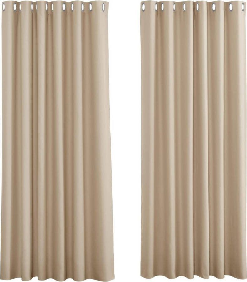 Gordijnen slaapkamer 2 stuks verduisteringsgordijnen met inslagringen extra brede gordijnen woonkamer decoratief gordijn warmte-isolerend H 210 x B 200 cm Biscotti beige