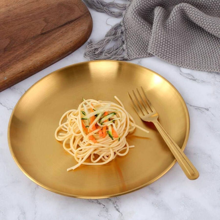 Goud RVS grillplaat taartbord bord rond 23 cm