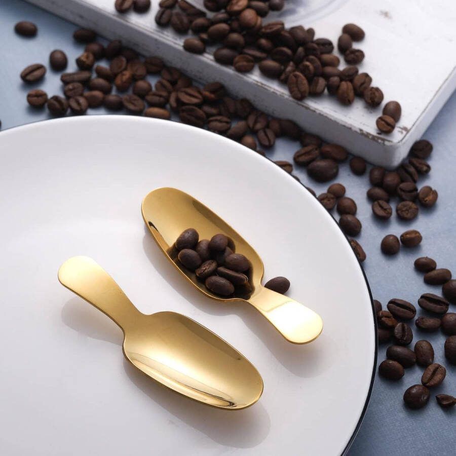 Gouden Dessertlepels 6-delige roestvrijstalen zoutlepel Korte steel Koffieschep Mini-theelepels voor kleine glazen Suikerhoning