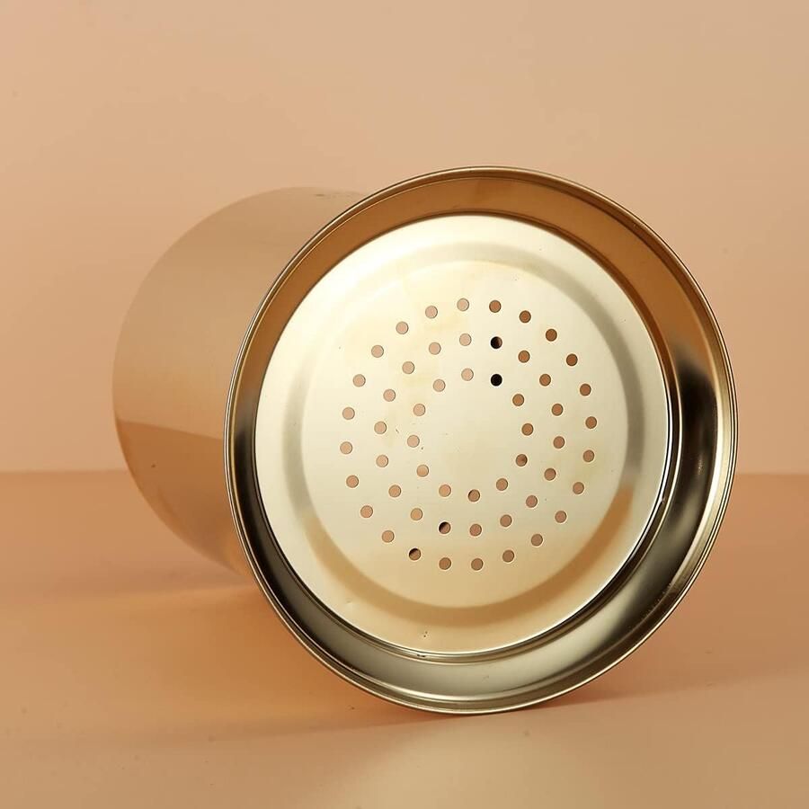 Gouden keukengereihouder van roestvrij staal titanium coating goud voor werkblad gebruiksvoorwerpenhouder keukengerei-organizer (goud)