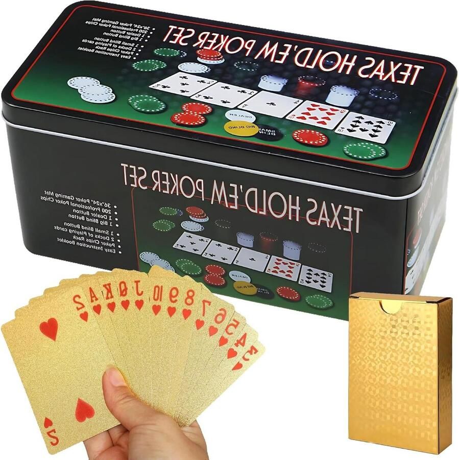 Gouden Pokerkaarten Pokerset Poker Set Bordspel Poker Chips met 1 Decks. Pokerset