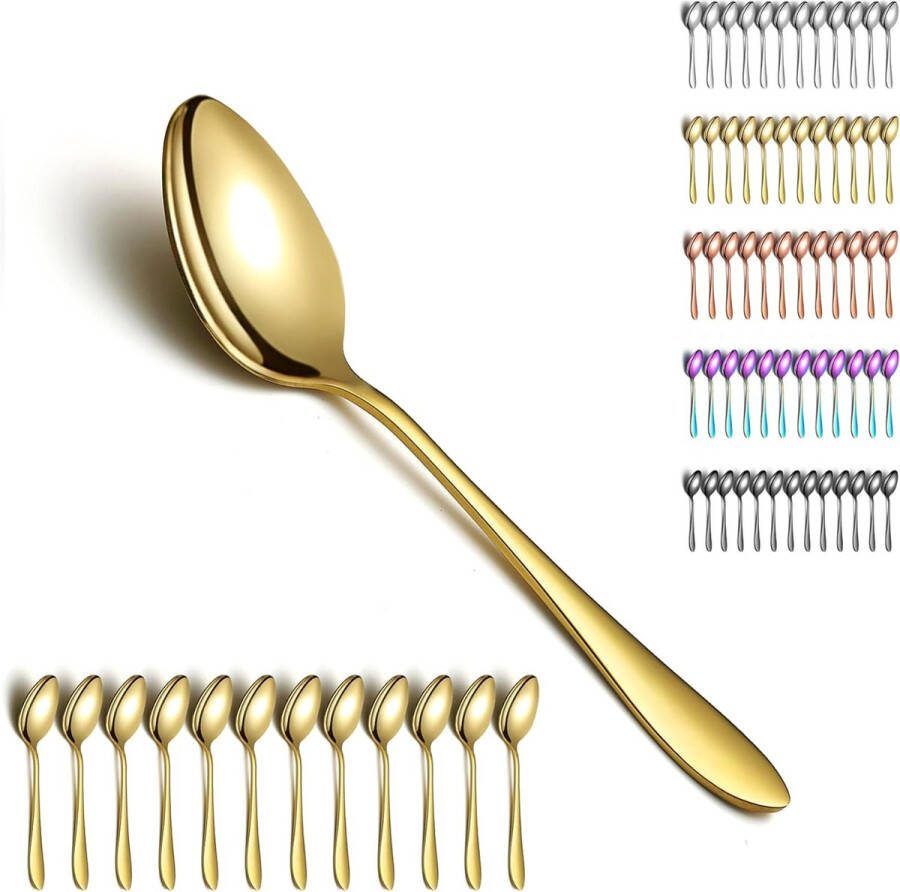 Gouden soeplepel 12 stuks titanium verguld roestvrij staal eetlepel lepel bestek voor thuis restaurant hotel dagelijks gebruik vaatwasmachinebestendig