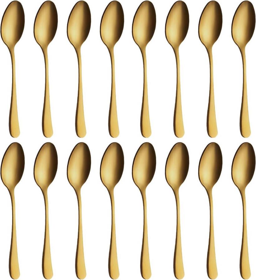 Gouden theelepel 16 stuks 20 5 cm 8 07 inch roestvrijstalen lepels uitstekende serie koffielepels vaatwasmachinebestendige dessertlepel ideaal voor huishoudens restaurants feesten