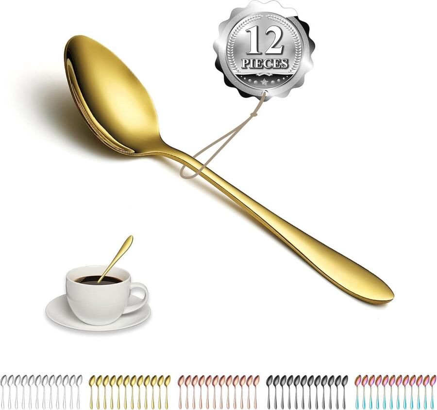 Gouden theelepels 12 stuks 14 cm roestvrij staal titanium gecoat gouden koffielepel dessertlepel ijslepel lepel bestek
