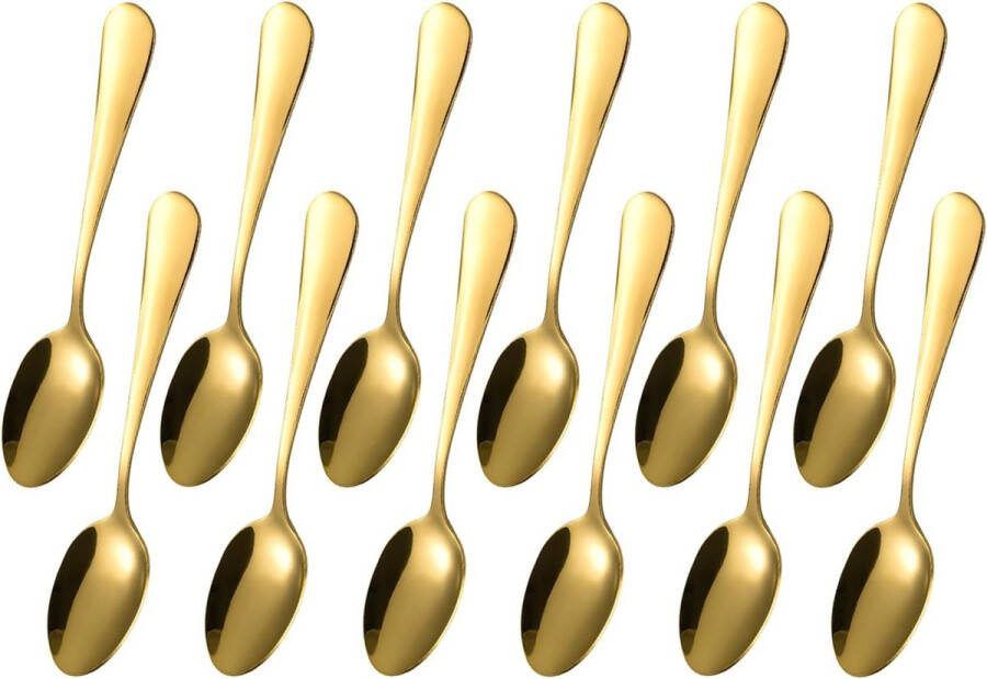 Gouden theelepels 12 stuks mini mat goud demitasse espressolepelset koffielepel goud roestvrij staal dessertlepel kleine lepel voor thee koffie dessert thuis restaurant hotel