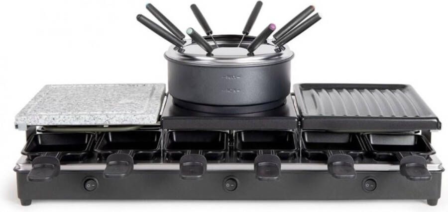 Gourmetstel 8 tot 12 personen Fondue Set Electrisch Natuursteen En Bakplaat Gourmet 3 Aparte Delen