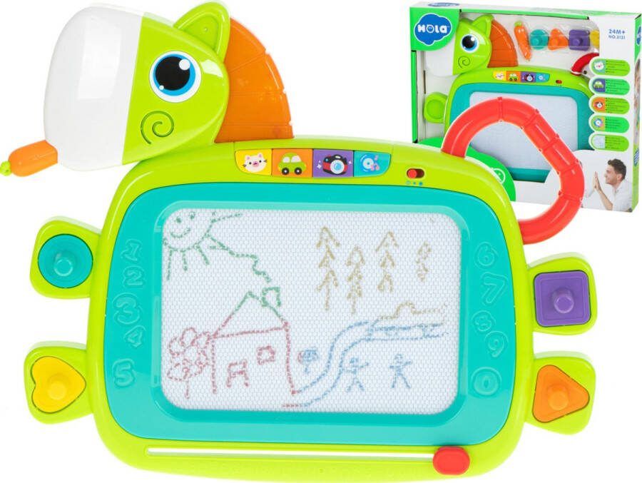 Grafisch whiteboard met HOLA-stempels