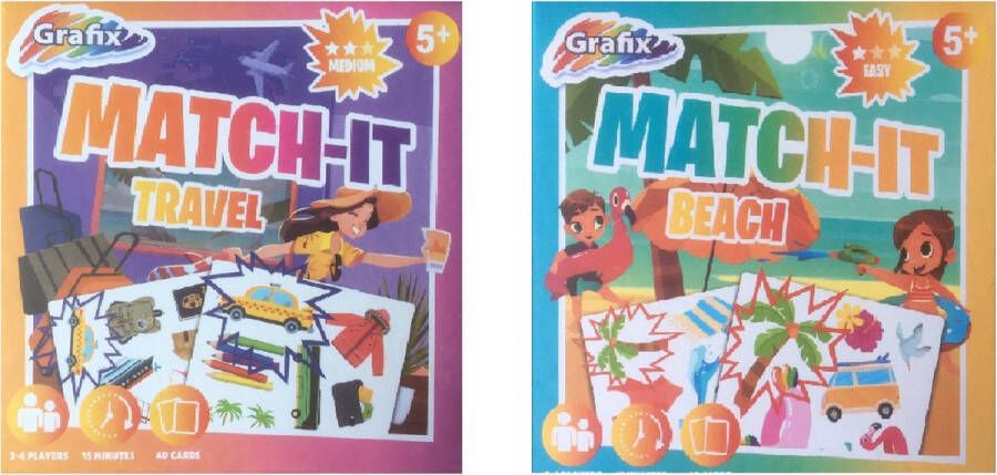 Grafix Match-It Dobbelspel set van 2 Travel + Beach